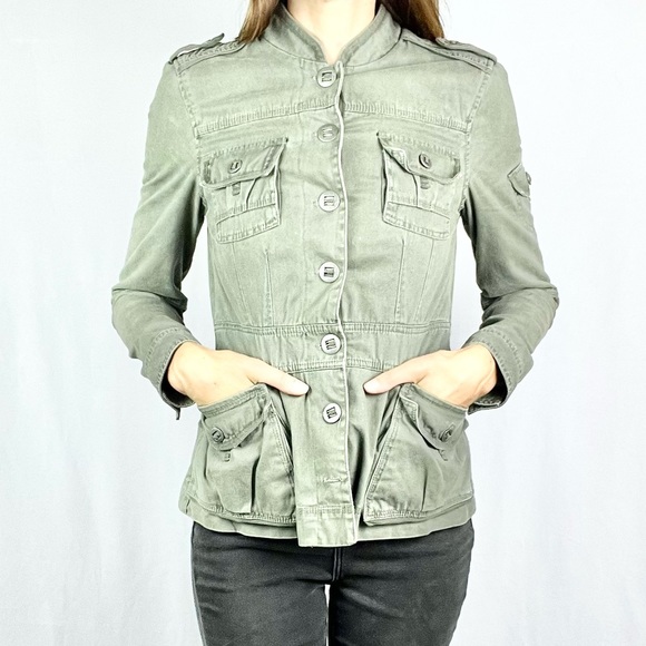 SEE THRU SOUL |🪖Army Green Faded Washed Military Style Button-Up Utility Jacket - Picture 9 of 15